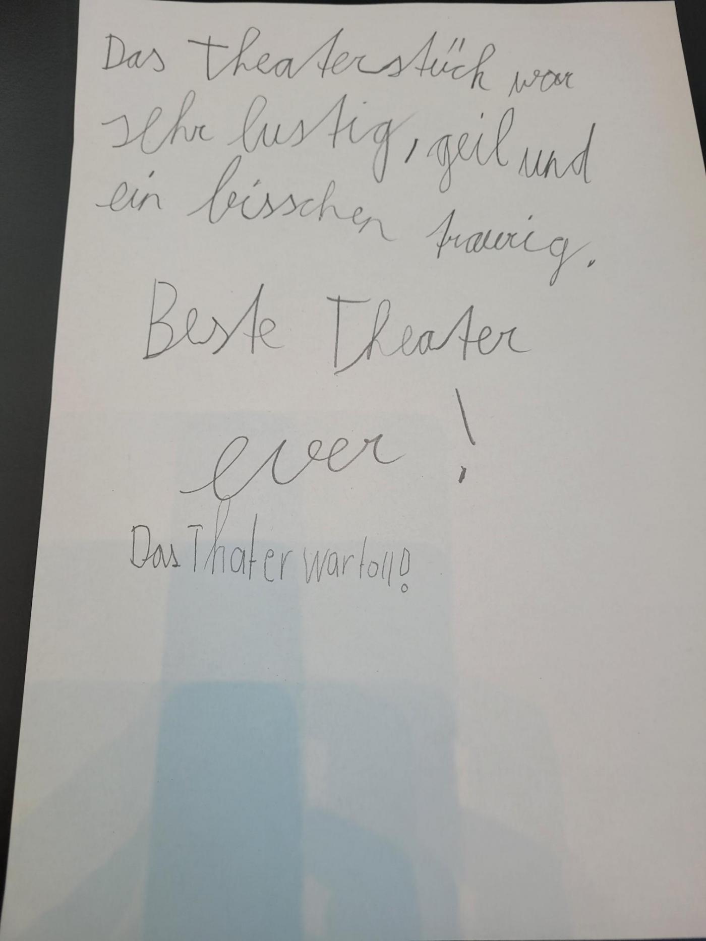 Feedback nach dem Theaterbesuch Feedback nach dem Theaterbesuch